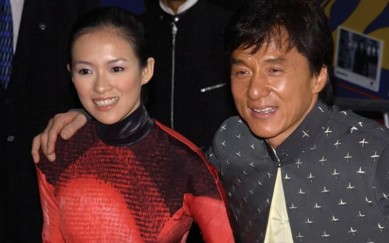 Jackie Chan, Zhang Ziyi & Chris Tucker during Rush Hour 2 Premiere